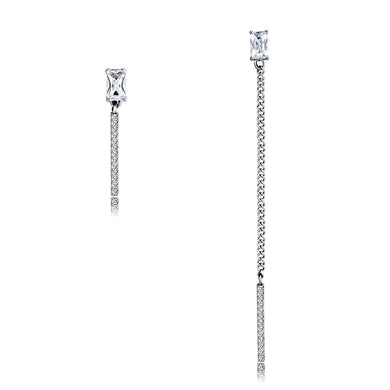 Womens Earrings High Polished Silver (No Plating) Stainless Steel with AAA Grade CZ - Jewelry Store by Erik Rayo