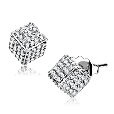 Womens Earrings High Polished Silver (No Plating) Stainless Steel with AAA Grade CZ - Jewelry Store by Erik Rayo