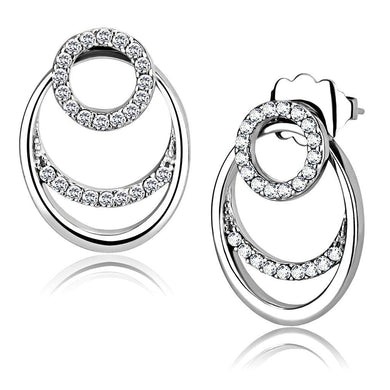 Womens Earrings High Polished Silver (No Plating) Stainless Steel with AAA Grade CZ - Jewelry Store by Erik Rayo