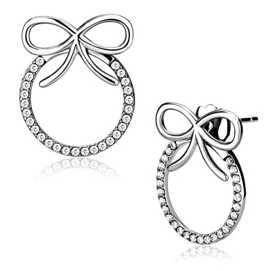 Womens Earrings High Polished Silver (No Plating) Stainless Steel with AAA Grade CZ - Jewelry Store by Erik Rayo