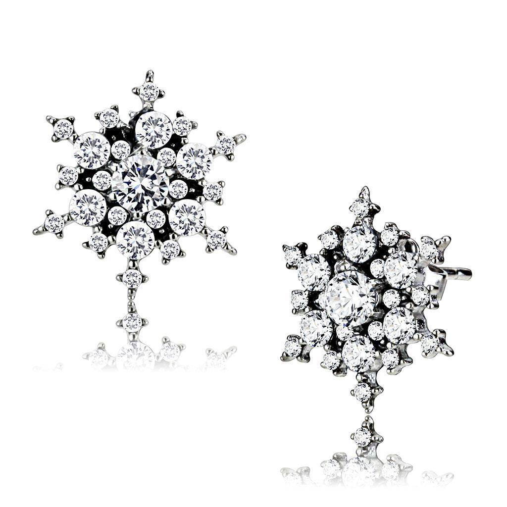 Womens Earrings High Polished Silver (No Plating) Stainless Steel with AAA Grade CZ - Jewelry Store by Erik Rayo