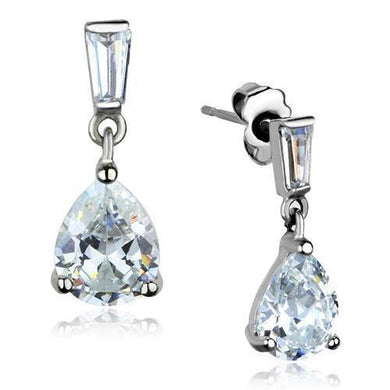 Womens Earrings High Polished Silver (No Plating) Stainless Steel with AAA Grade CZ - Jewelry Store by Erik Rayo