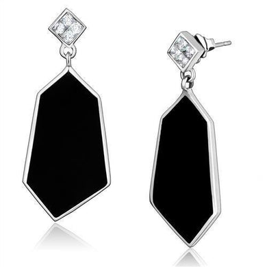 Womens Earrings High Polished Silver (No Plating) Stainless Steel with AAA Grade CZ - Jewelry Store by Erik Rayo