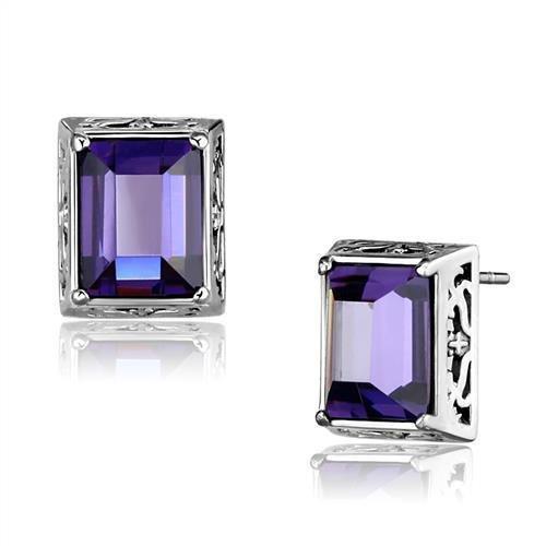 Womens Earrings High Polished Silver (No Plating) Stainless Steel with AAA Grade CZ - Jewelry Store by Erik Rayo