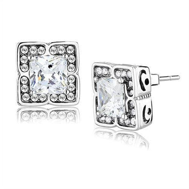 Womens Earrings High Polished Silver (No Plating) Stainless Steel with AAA Grade CZ - Jewelry Store by Erik Rayo