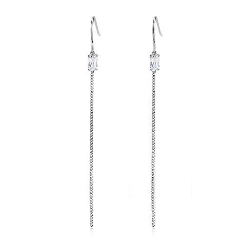 Womens Earrings High Polished Silver (No Plating) Stainless Steel with AAA Grade CZ - Jewelry Store by Erik Rayo