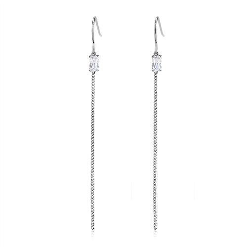 Womens Earrings High Polished Silver (No Plating) Stainless Steel with AAA Grade CZ - Jewelry Store by Erik Rayo