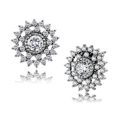 Womens Earrings High Polished Silver (No Plating) Stainless Steel with AAA Grade CZ - Jewelry Store by Erik Rayo