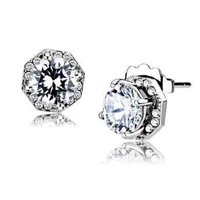 Womens Earrings High Polished Silver (No Plating) Stainless Steel with AAA Grade CZ - Jewelry Store by Erik Rayo