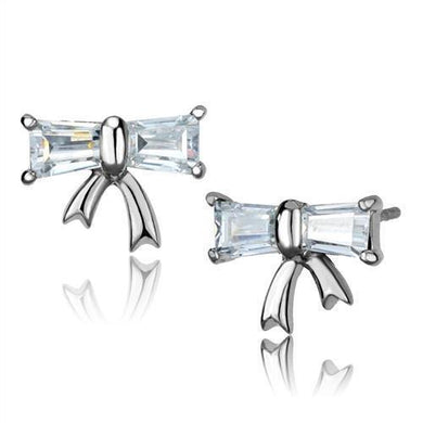 Womens Earrings High Polished Silver (No Plating) Stainless Steel with AAA Grade CZ - Jewelry Store by Erik Rayo