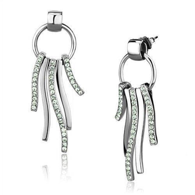 Womens Earrings High Polished Silver (No Plating) Stainless Steel with Top Grade Crystal - Jewelry Store by Erik Rayo