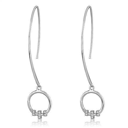 Womens Earrings High Polished Silver (No Plating) Stainless Steel with Top Grade Crystal - Jewelry Store by Erik Rayo