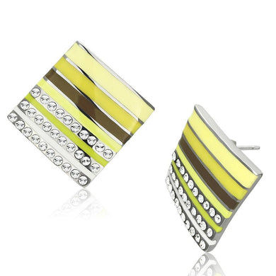 Womens Earrings High Polished Silver (No Plating) Stainless Steel with Top Grade Crystal - Jewelry Store by Erik Rayo