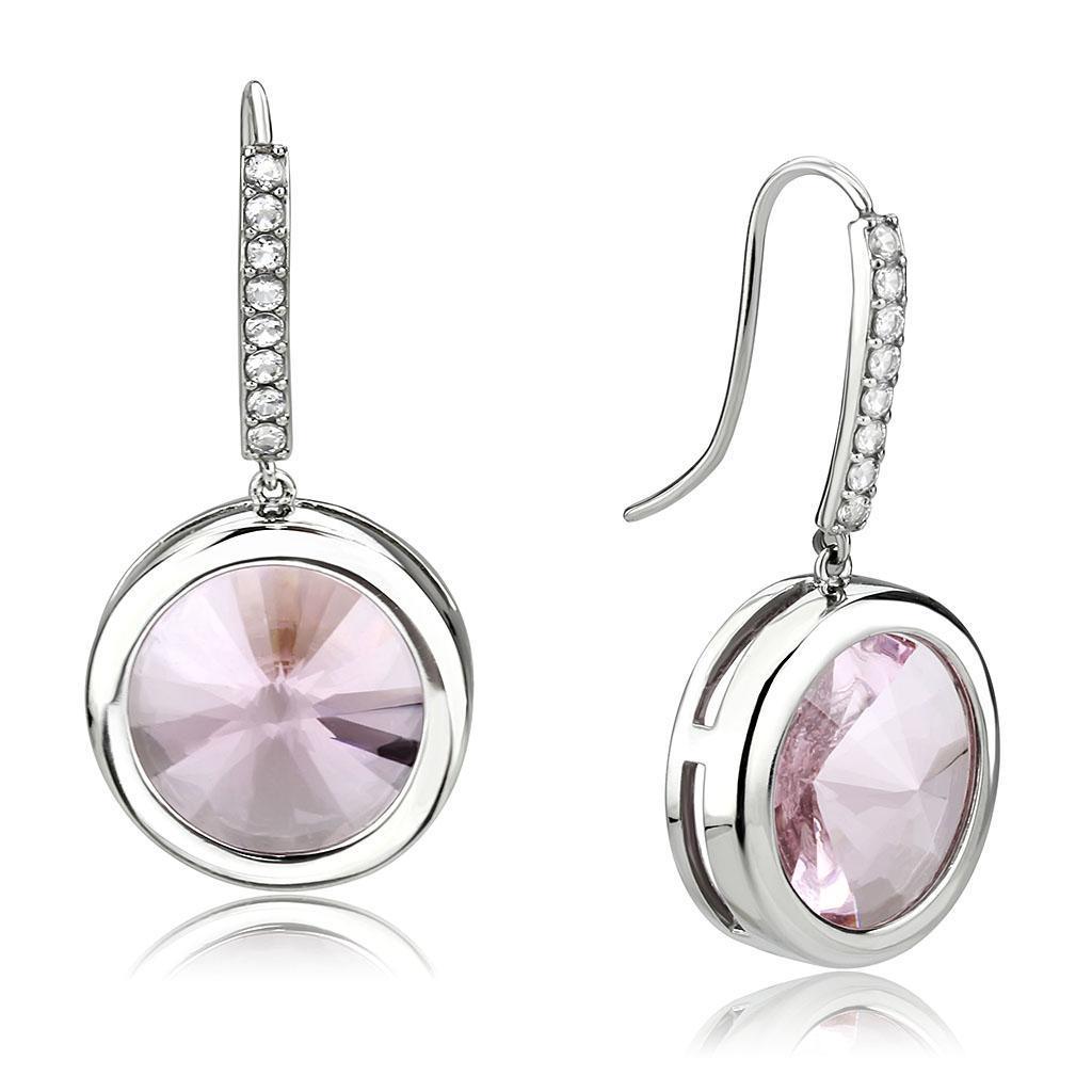 Womens Earrings High Polished Silver (No Plating) Stainless Steel with Top Grade Crystal - Jewelry Store by Erik Rayo
