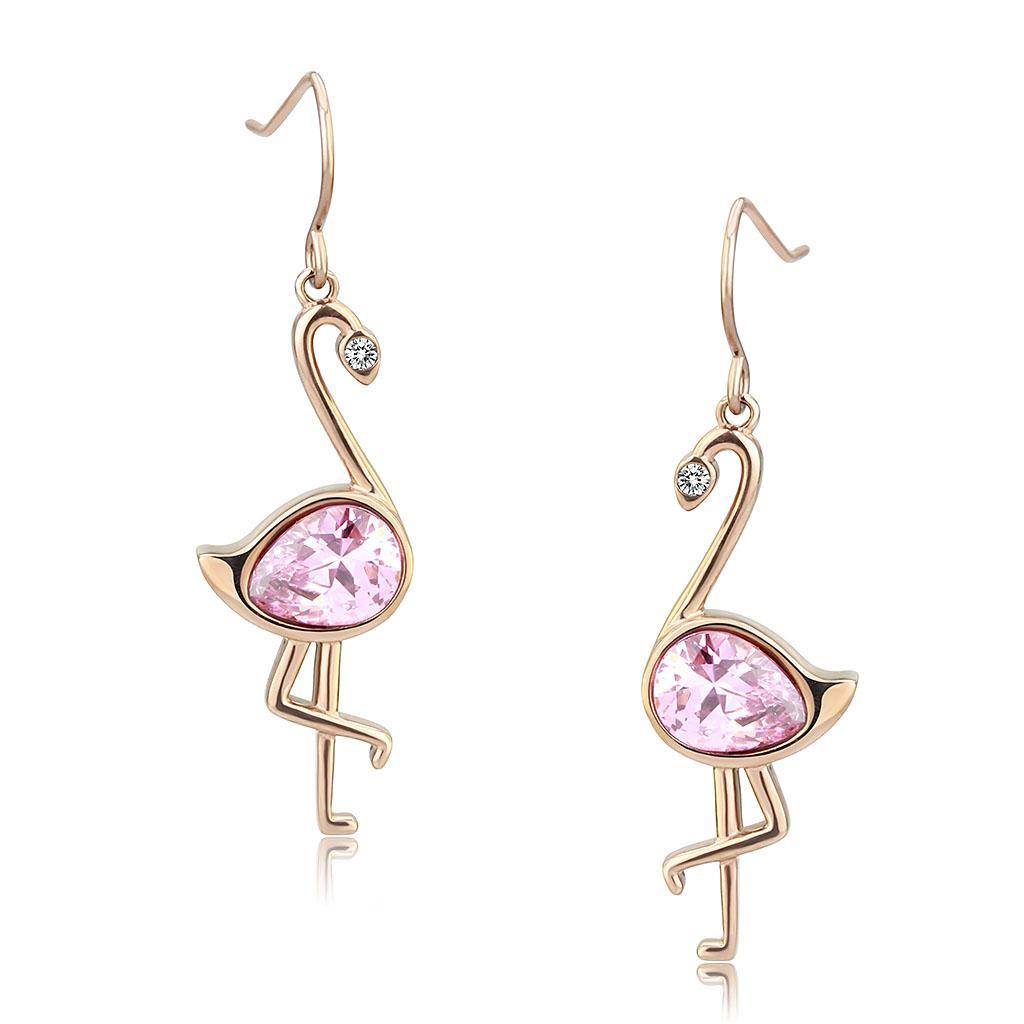 Womens Earrings Rose Gold Stainless Steel with AAA Grade CZ - Jewelry Store by Erik Rayo