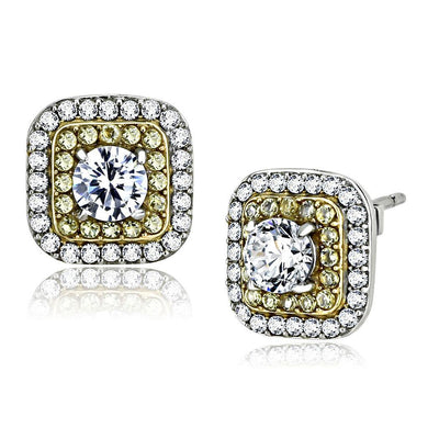 Womens Earrings Two Tone Gold (Ion Plating) Stainless Steel with AAA Grade CZ - Jewelry Store by Erik Rayo