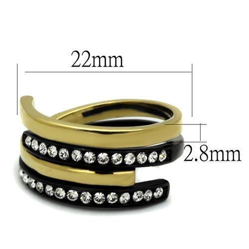 Womens Gold Black Ring Anillo Para Mujer 316L Stainless Steel Ring with Top Grade Crystal in Clear Rosaline - Jewelry Store by Erik Rayo