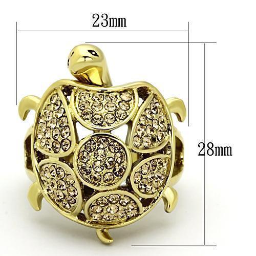 Womens Gold Great Turtle Ring 316L Stainless Steel Top Grade Crystal Citrine Yellow Naamah - Jewelry Store by Erik Rayo