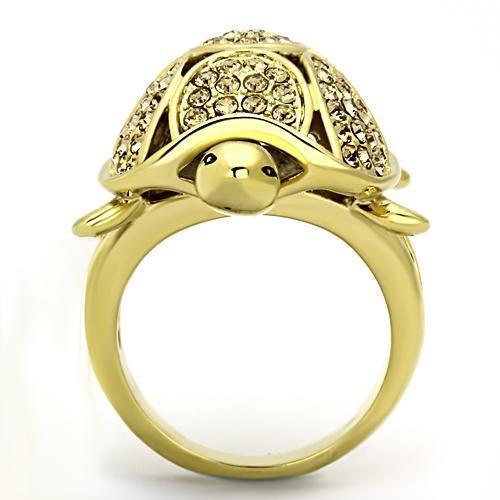 Womens Gold Great Turtle Ring 316L Stainless Steel Top Grade Crystal Citrine Yellow Naamah - Jewelry Store by Erik Rayo