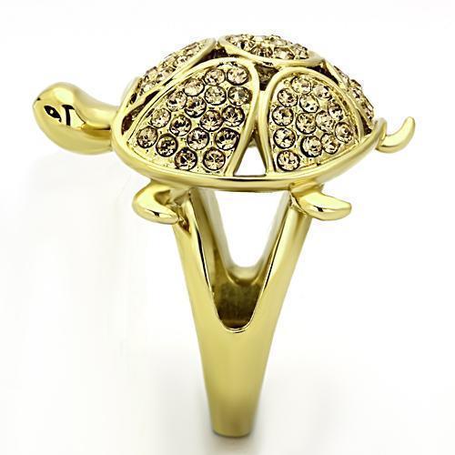 Womens Gold Great Turtle Ring 316L Stainless Steel Top Grade Crystal Citrine Yellow Naamah - Jewelry Store by Erik Rayo