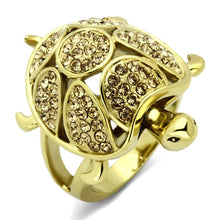 Load image into Gallery viewer, Womens Gold Great Turtle Ring Stainless Steel Anillo Color Oro Para Mujer Ninas Acero Inoxidable with Top Grade Crystal in Citrine Yellow Naamah - Jewelry Store by Erik Rayo
