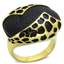 Load image into Gallery viewer, Womens Gold Leopard Ring Anillo Para Mujer Stainless Steel Ring Epoxy in Jet - Jewelry Store by Erik Rayo
