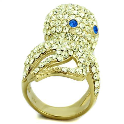 Womens Gold Octopus Ring Stainless Steel Anillo Color Oro Para Mujer Ninas Acero Inoxidable with Top Grade Crystal in Multi Color Ahlai - Jewelry Store by Erik Rayo