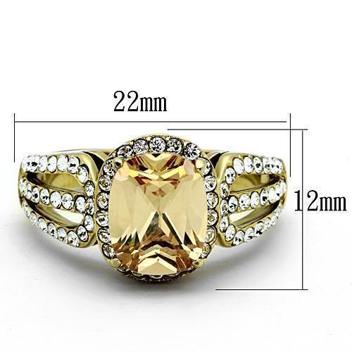Womens Gold Ring 316L Stainless Steel Anillo Color Oro Para Mujer Ninas Acero Inoxidable with AAA Grade CZ in Champagne Bala - Jewelry Store by Erik Rayo