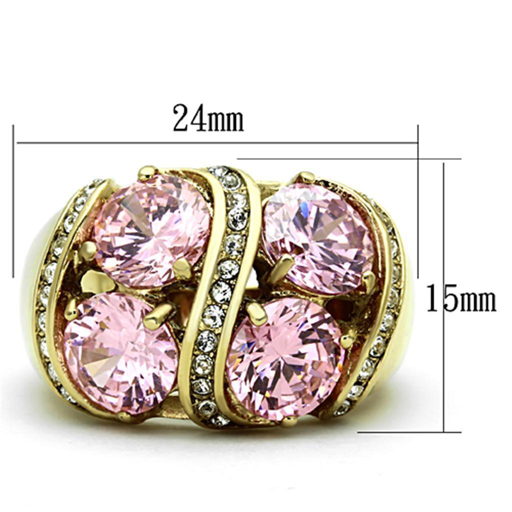 Womens Gold Ring 316L Stainless Steel Anillo Color Oro Para Mujer Ninas Acero Inoxidable with AAA Grade CZ in Rose Mahaliah - Jewelry Store by Erik Rayo