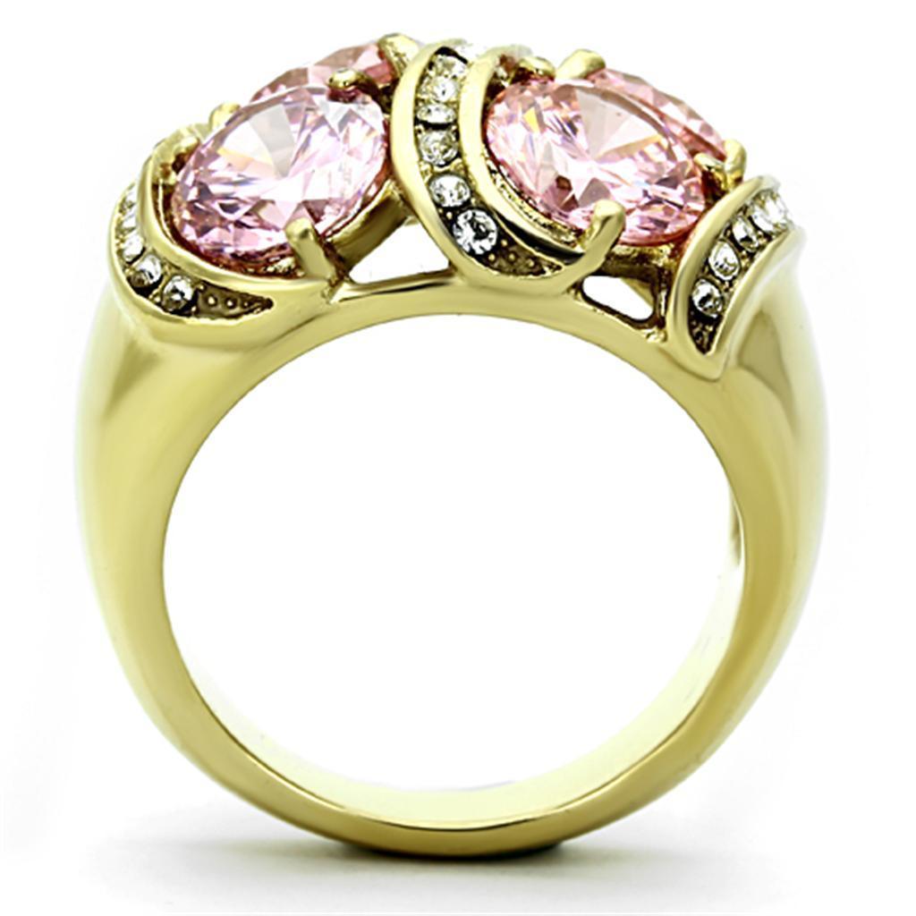 Womens Gold Ring 316L Stainless Steel Anillo Color Oro Para Mujer Ninas Acero Inoxidable with AAA Grade CZ in Rose Mahaliah - Jewelry Store by Erik Rayo