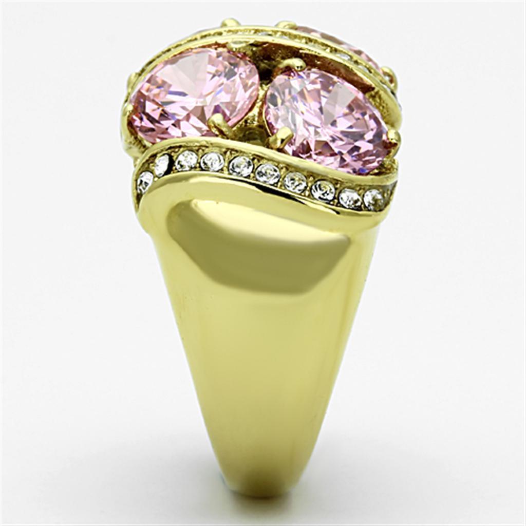Womens Gold Ring 316L Stainless Steel Anillo Color Oro Para Mujer Ninas Acero Inoxidable with AAA Grade CZ in Rose Mahaliah - Jewelry Store by Erik Rayo