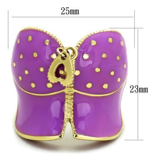 Womens Gold Ring 316L Stainless Steel Anillo Color Oro Para Mujer Ninas Acero Inoxidable with Epoxy in Amethyst Tabitha - Jewelry Store by Erik Rayo