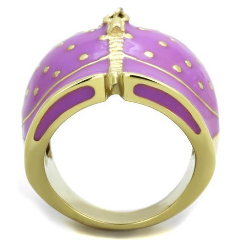 Womens Gold Ring 316L Stainless Steel Anillo Color Oro Para Mujer Ninas Acero Inoxidable with Epoxy in Amethyst Tabitha - Jewelry Store by Erik Rayo