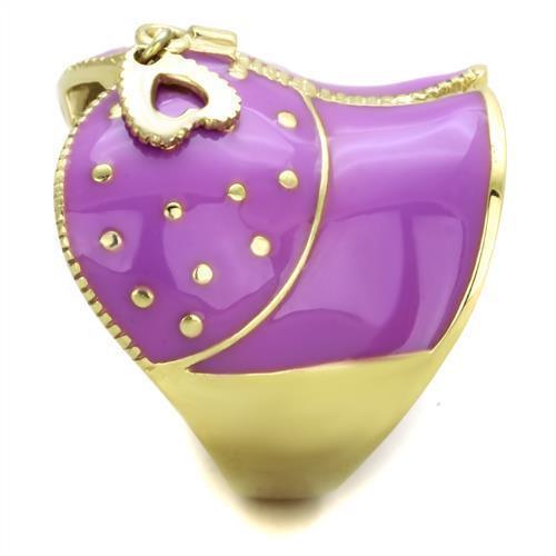Womens Gold Ring 316L Stainless Steel Anillo Color Oro Para Mujer Ninas Acero Inoxidable with Epoxy in Amethyst Tabitha - Jewelry Store by Erik Rayo