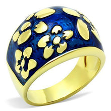 Load image into Gallery viewer, Womens Gold Ring 316L Stainless Steel Anillo Color Oro Para Mujer Ninas Acero Inoxidable with Epoxy in Capri Blue Candace - Jewelry Store by Erik Rayo
