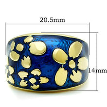 Load image into Gallery viewer, Womens Gold Ring 316L Stainless Steel Anillo Color Oro Para Mujer Ninas Acero Inoxidable with Epoxy in Capri Blue Candace - Jewelry Store by Erik Rayo
