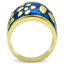 Load image into Gallery viewer, Womens Gold Ring 316L Stainless Steel Anillo Color Oro Para Mujer Ninas Acero Inoxidable with Epoxy in Capri Blue Candace - Jewelry Store by Erik Rayo
