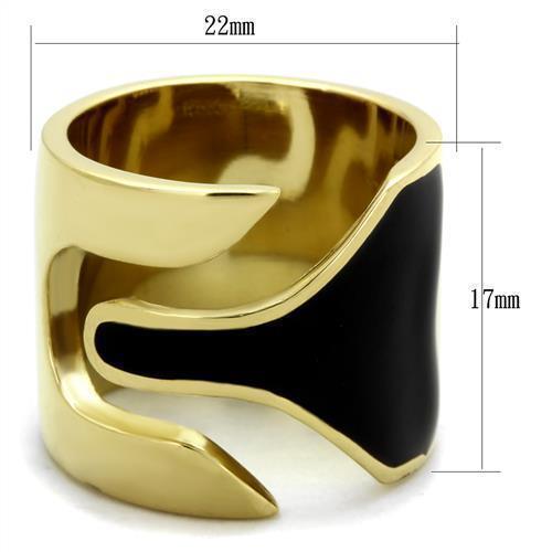 Womens Gold Ring 316L Stainless Steel Anillo Color Oro Para Mujer Ninas Acero Inoxidable with Epoxy in Jet Boaz - Jewelry Store by Erik Rayo