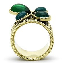 Load image into Gallery viewer, Womens Gold Ring 316L Stainless Steel Anillo Color Oro Para Mujer Ninas Acero Inoxidable with Synthetic Glass in Emerald Lily - Jewelry Store by Erik Rayo
