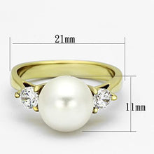 Load image into Gallery viewer, Womens Gold Ring 316L Stainless Steel Anillo Color Oro Para Mujer Ninas Acero Inoxidable with Synthetic Pearl in White Lois - Jewelry Store by Erik Rayo
