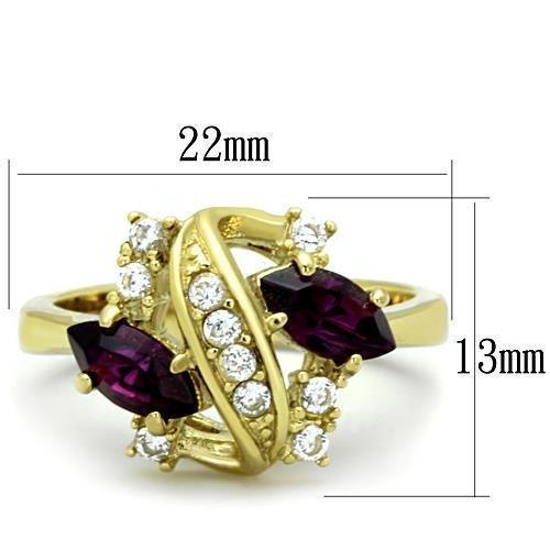 Womens Gold Ring 316L Stainless Steel Anillo Color Oro Para Mujer Ninas Acero Inoxidable with Top Grade Crystal in Amethyst Solomon - Jewelry Store by Erik Rayo