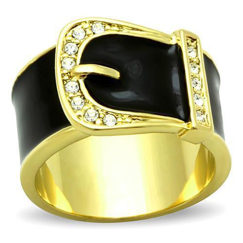 Womens Gold Ring 316L Stainless Steel Anillo Color Oro Para Mujer Ninas Acero Inoxidable with Top Grade Crystal in Clear Charity - Jewelry Store by Erik Rayo