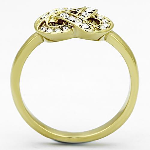 Womens Gold Ring 316L Stainless Steel Anillo Color Oro Para Mujer Ninas Acero Inoxidable with Top Grade Crystal in Clear Joanna - Jewelry Store by Erik Rayo