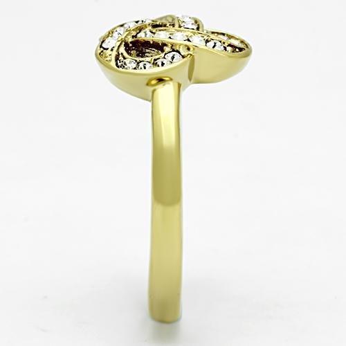Womens Gold Ring 316L Stainless Steel Anillo Color Oro Para Mujer Ninas Acero Inoxidable with Top Grade Crystal in Clear Joanna - Jewelry Store by Erik Rayo