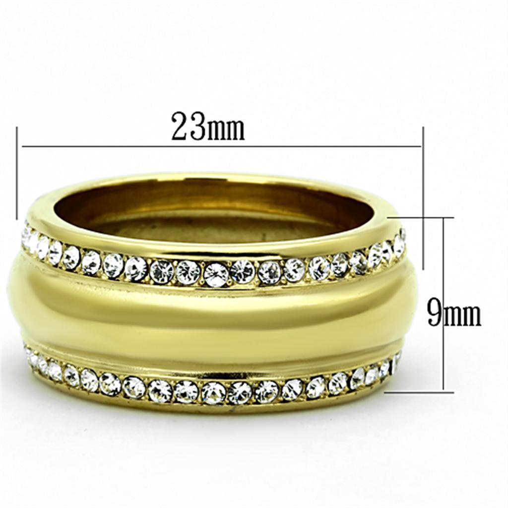 Womens Gold Ring 316L Stainless Steel Anillo Color Oro Para Mujer Ninas Acero Inoxidable with Top Grade Crystal in Clear Mary - Jewelry Store by Erik Rayo