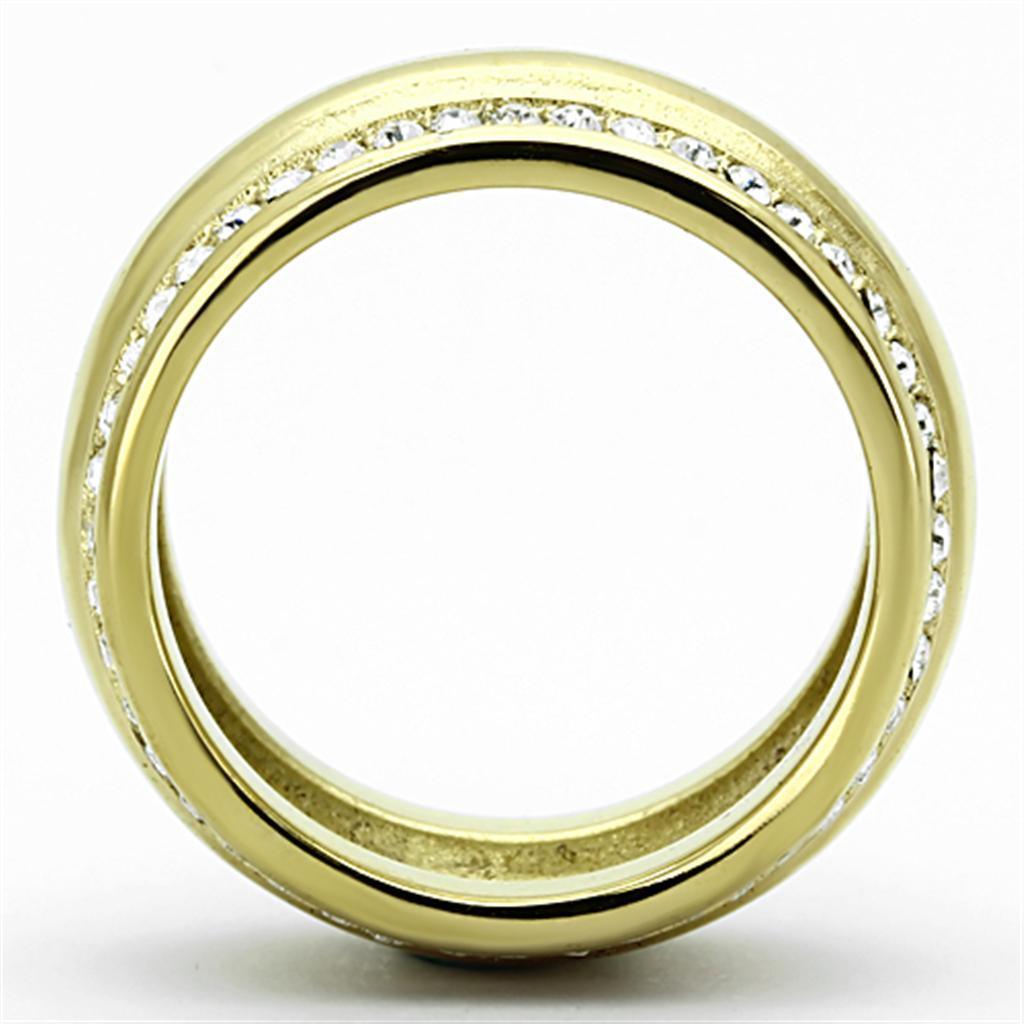 Womens Gold Ring 316L Stainless Steel Anillo Color Oro Para Mujer Ninas Acero Inoxidable with Top Grade Crystal in Clear Mary - Jewelry Store by Erik Rayo