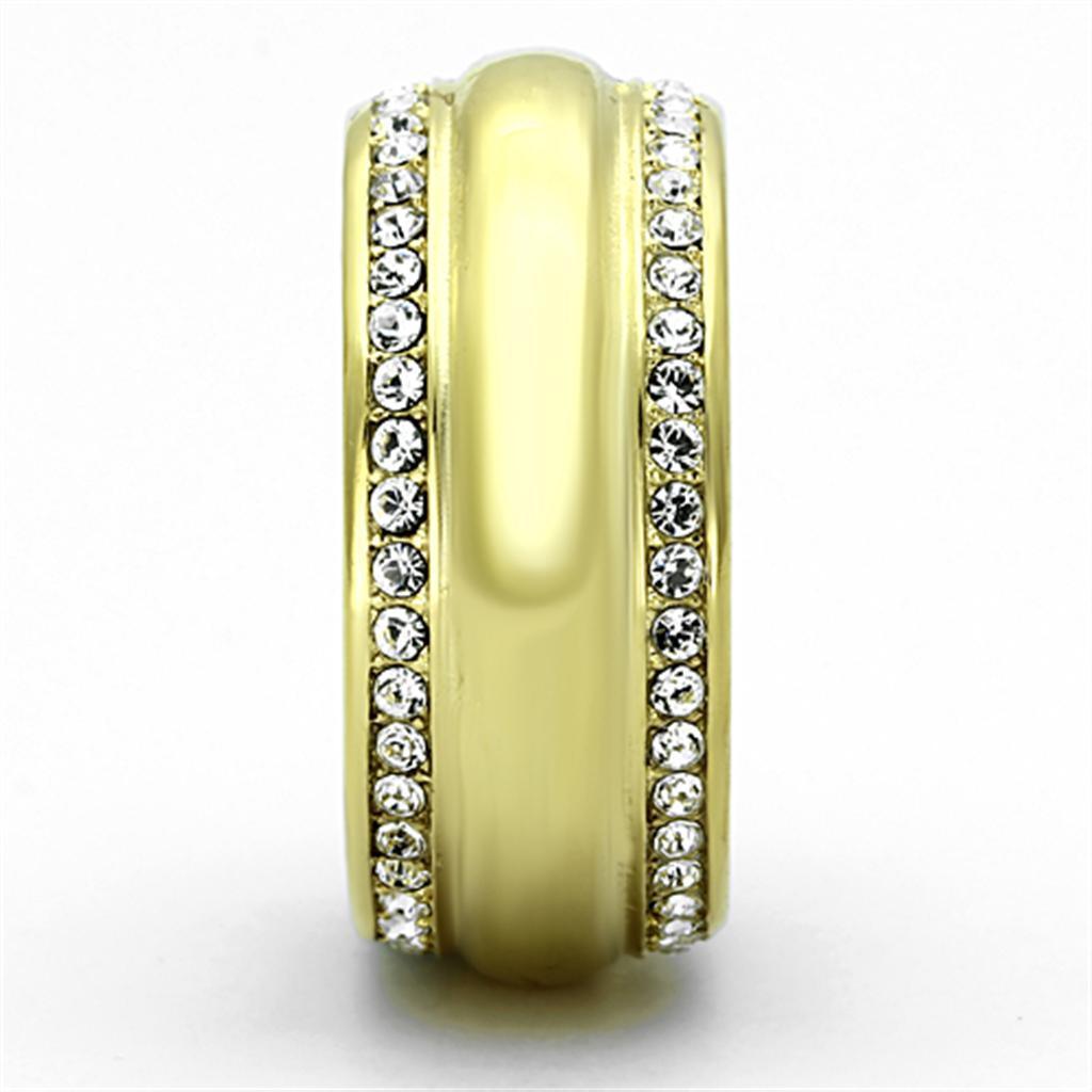 Womens Gold Ring 316L Stainless Steel Anillo Color Oro Para Mujer Ninas Acero Inoxidable with Top Grade Crystal in Clear Mary - Jewelry Store by Erik Rayo