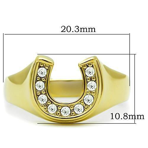Womens Gold Ring 316L Stainless Steel Anillo Color Oro Para Mujer Ninas Acero Inoxidable with Top Grade Crystal in Clear Michal - Jewelry Store by Erik Rayo