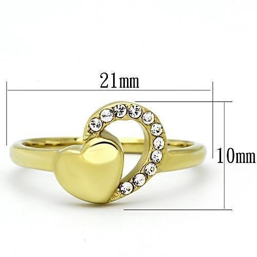 Womens Gold Ring 316L Stainless Steel Anillo Color Oro Para Mujer Ninas Acero Inoxidable with Top Grade Crystal in Clear Rahab - Jewelry Store by Erik Rayo
