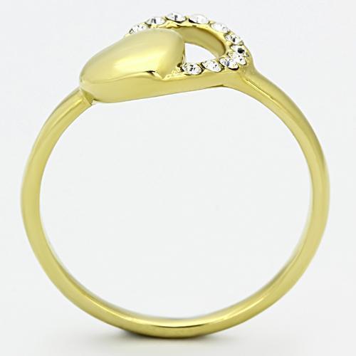 Womens Gold Ring 316L Stainless Steel Anillo Color Oro Para Mujer Ninas Acero Inoxidable with Top Grade Crystal in Clear Rahab - Jewelry Store by Erik Rayo